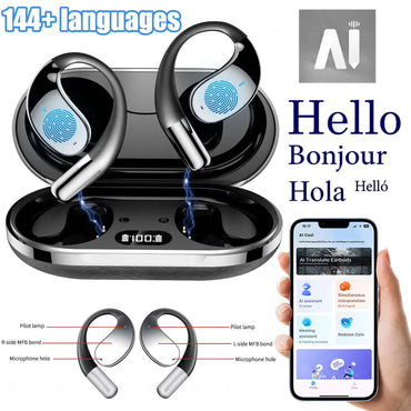 Q39 AI Language Translator Wireless Earbuds | 144 Languages | Bluetooth 5.4 ANC Sport
