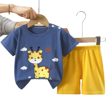 Girls Cotton Pajama Set - Cartoon Print Summer Sleepwear