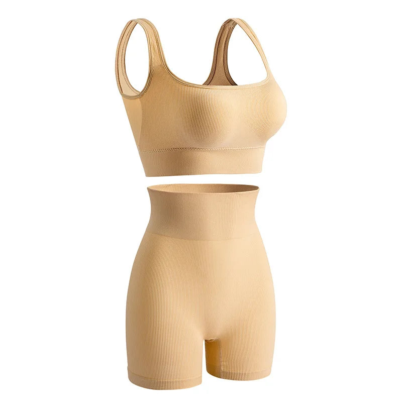 Women's Sports Bra & High-Cut Bikini Set – Wire-Free Padded Yoga Set