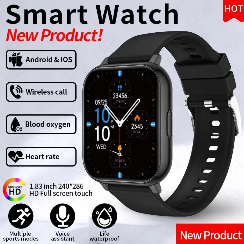 LIGE Y28 Smart Watch | 1.83" HD Bluetooth Calling Heart Rate Sleep Monitor Fashion Smartwatch for Android & iOS