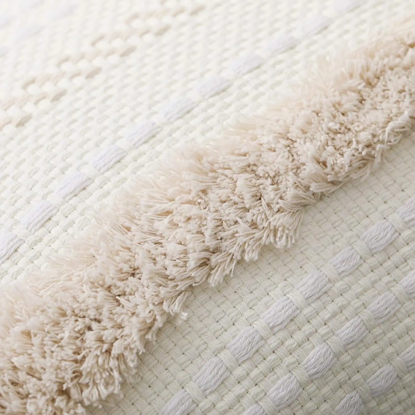Boho Tufted Throw Pillow Cover with Tassels | Neutral Woven Cushion Case