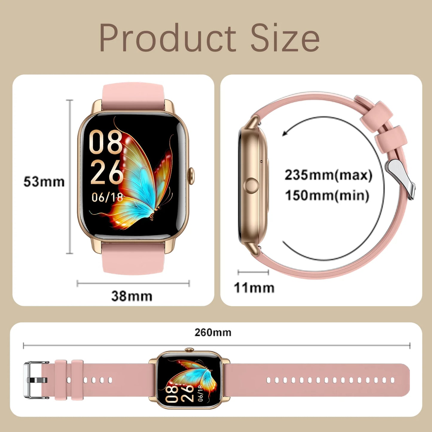 Smartwatch LaNikar P66D Mujer 1.85" IP68 - Reloj Inteligente con Llamadas Bluetooth