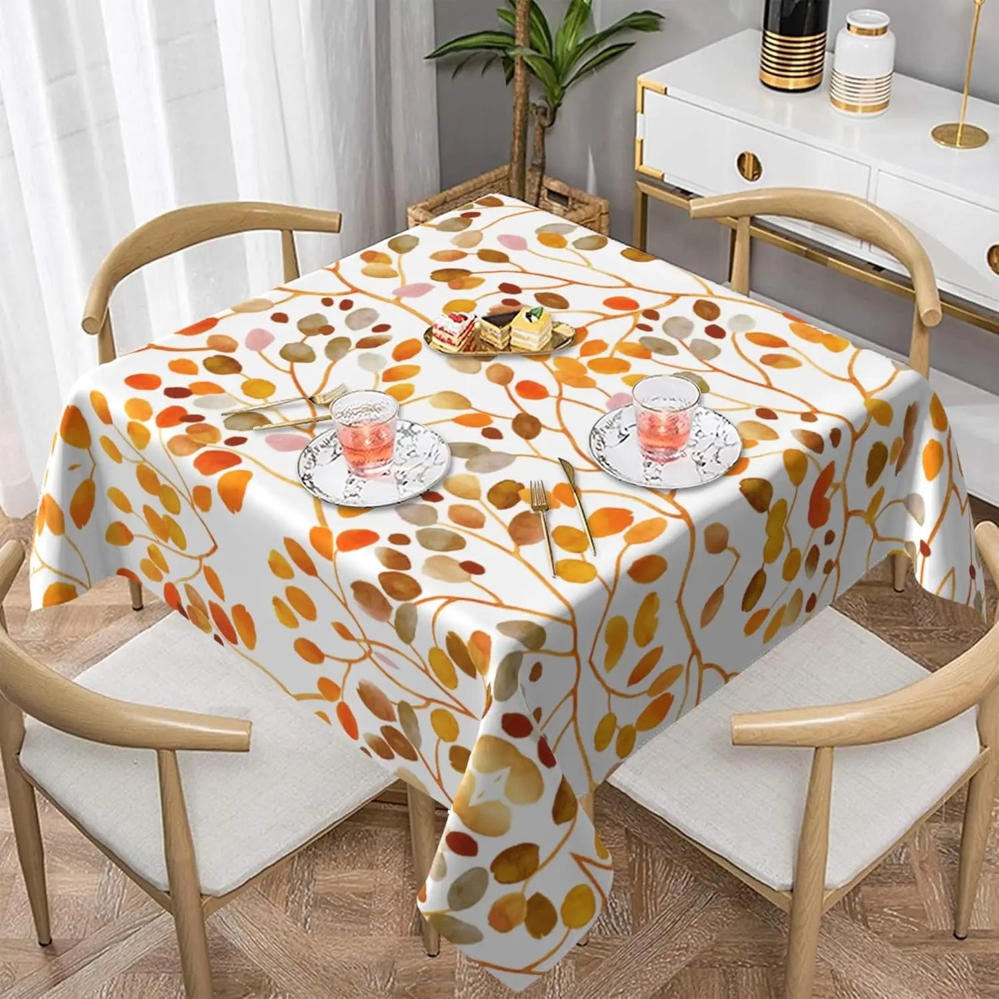 Autumn Pumpkin Waterproof Tablecloth Holiday Wedding Party Decor Fall Thanksgiving Maple Leaf Table Cover for Dining Table Decor