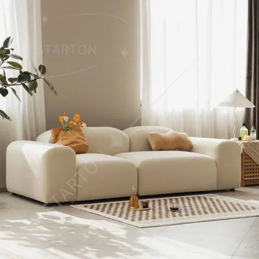 Vintage Tofu Module Sofa - Bread & Cream Aesthetic Modular Seating