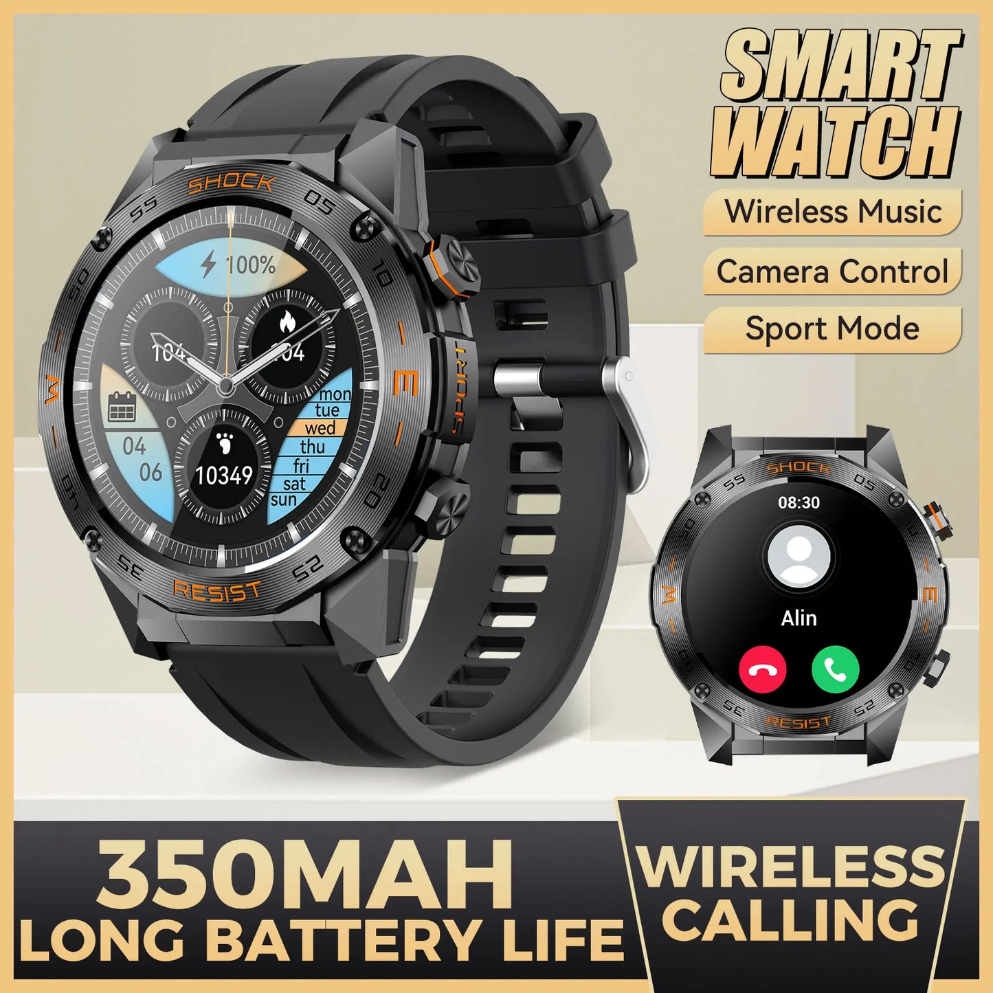 Smartwatch Militar LaNikar 1.46" - Reloj Táctico Deportivo con Monitor de Salud
