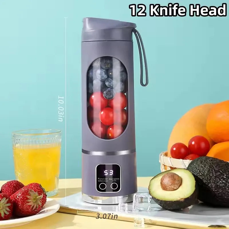 Mini Portable Electric Juicer Blender | 450ml Crush Ice | Digital Display | USB Rechargeable