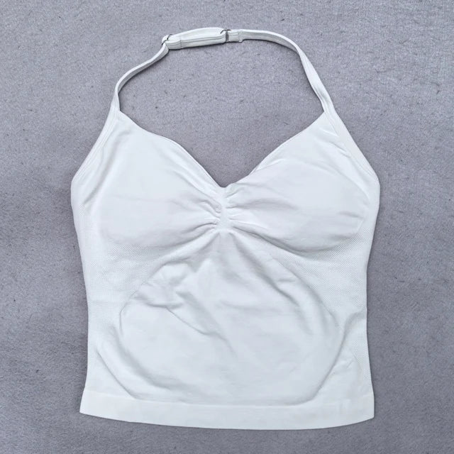 Conjunto Yoga 2 Piezas Mujer - Top Halter Sin Espalda y Shorts Cintura Alta Seamless