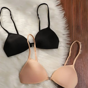 French Triangle Front-Closure Push-Up Bra | Wireless Seamless Lingerie
