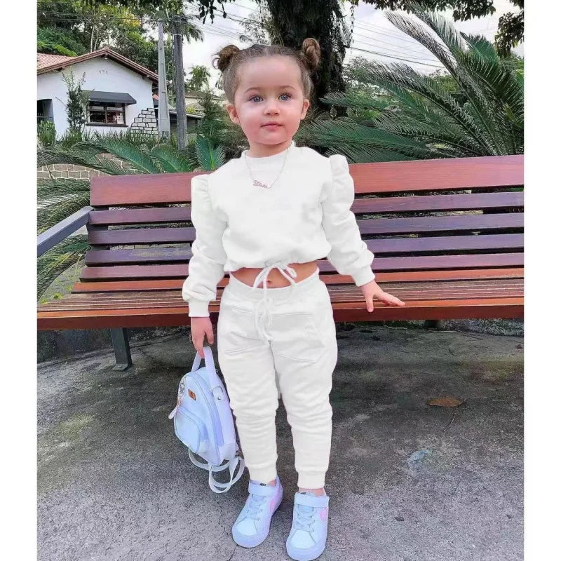 Girls Fall Sport Set | Crop Top + Jogger Pants 1–7Y