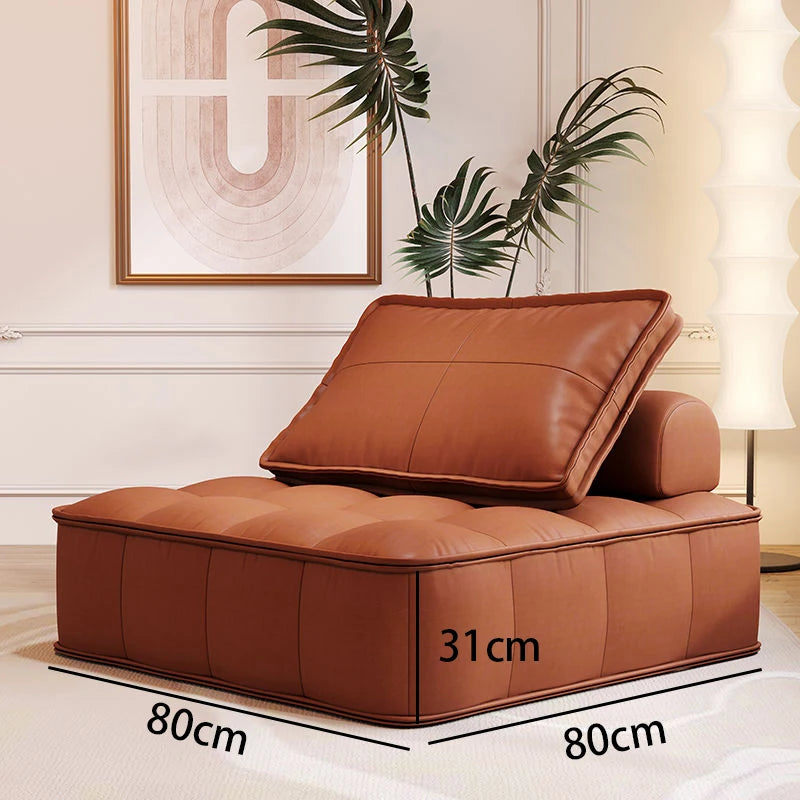 Nordic Modular Lazy Sofa - Single Person Lounger with Cat-Scratch Resistant Leather