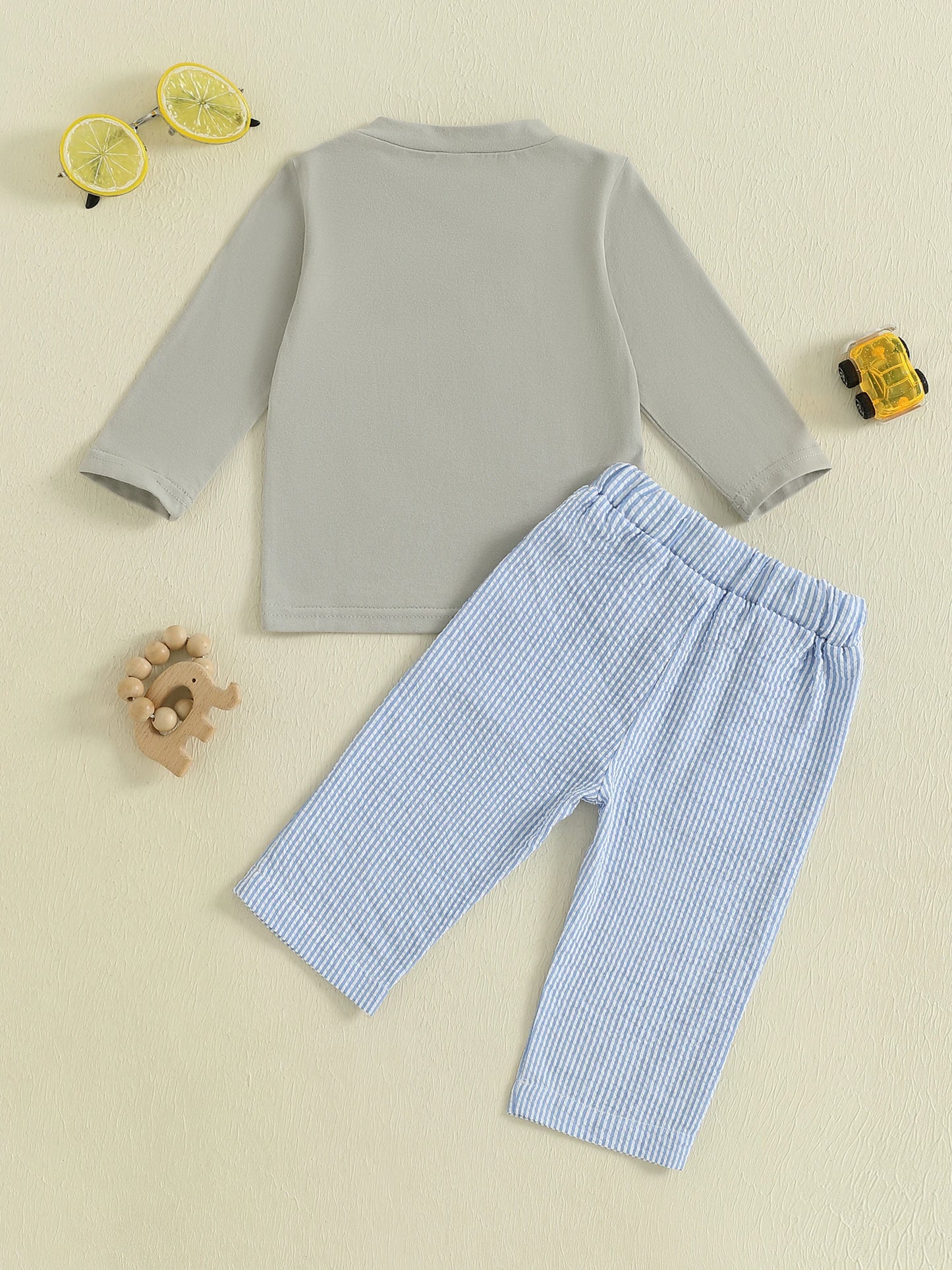 Toddler Girl 2-Piece Winter Outfit | Cat & Flower Embroidery Top + Polka Dot Pants