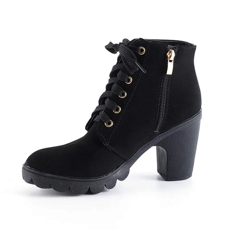 Matte Material Short Boots Boots Women's round Toe High Heel Short Tube Boots Casual Summer Flat Heel round Head
