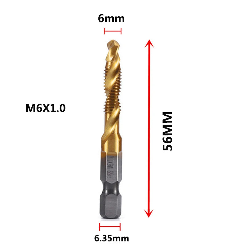 HSS Titanium Metric Tap Drill Bits Set | M3–M10 Thread Taps