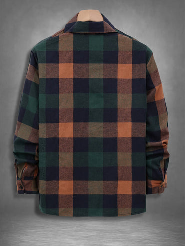 Men's Vintage Plaid Flannel Shirt | Loose Fit Casual Long Sleeve | S–XXL