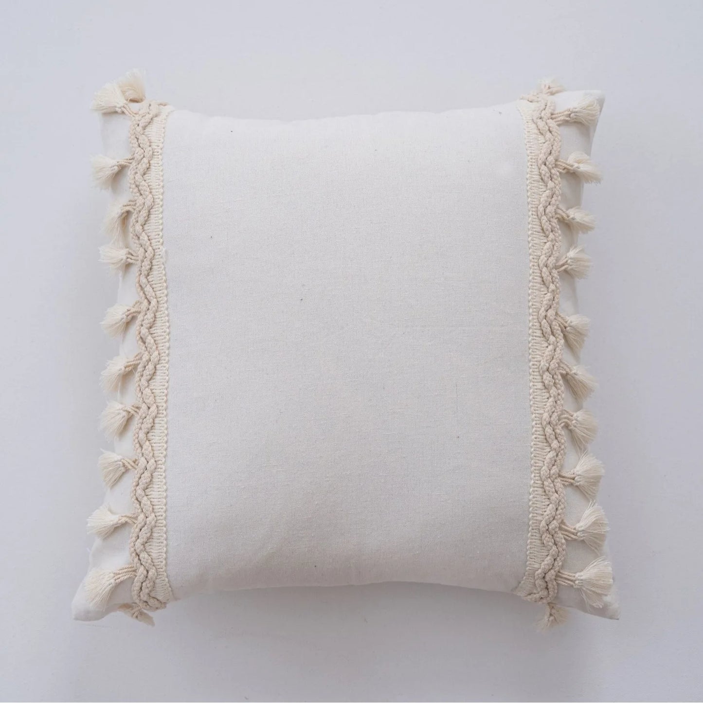 Wabi Sabi Linen & Cotton Fringe Cushion Cover | Handmade Boho Pillow Case