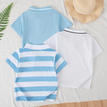 Kids Summer 3-Piece Polo Set | Shirt, Top & Shorts (Ages 7–13)