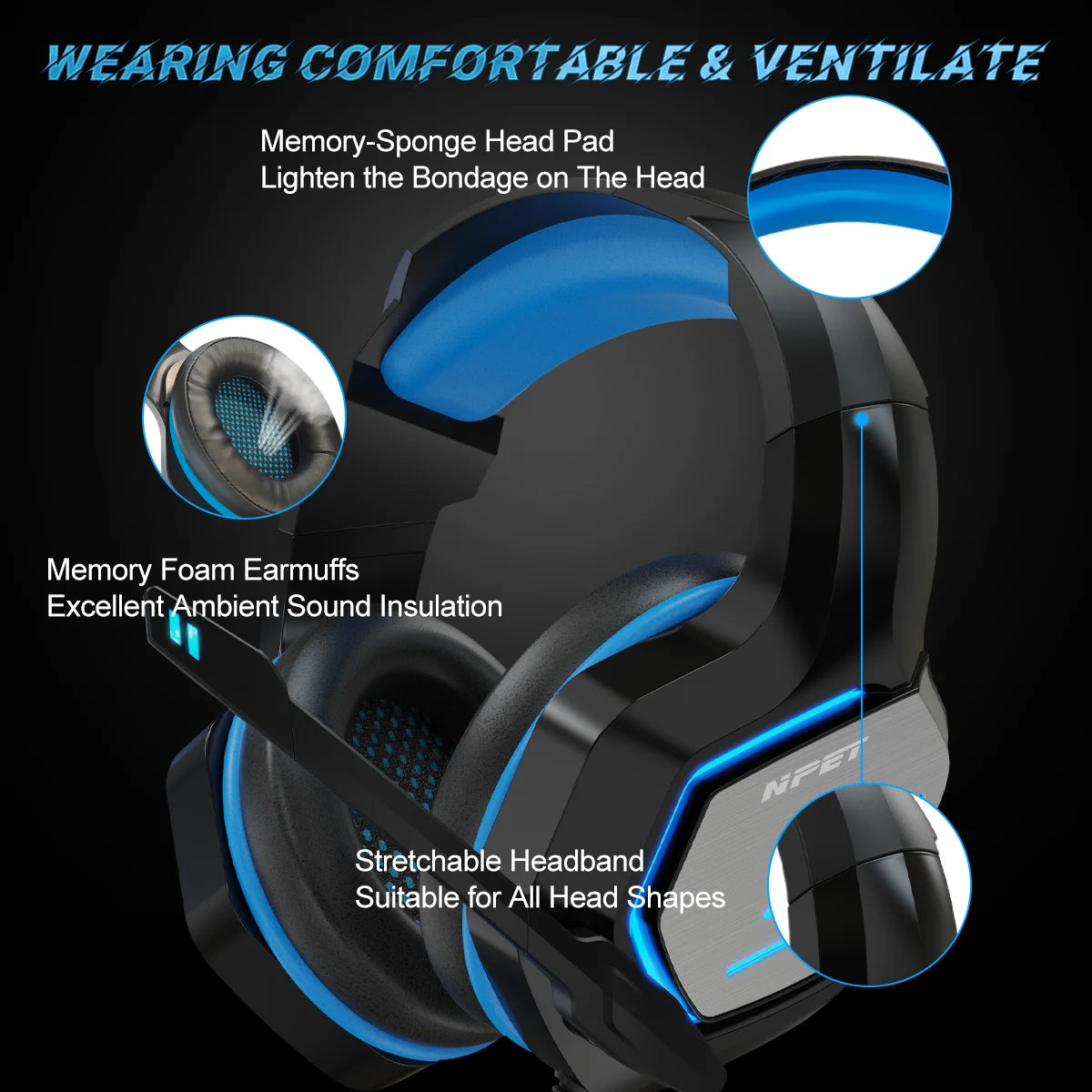 NPET HS10 Gaming Headset - Multi-Platform Compatible | PS4 PS5 Xbox PC