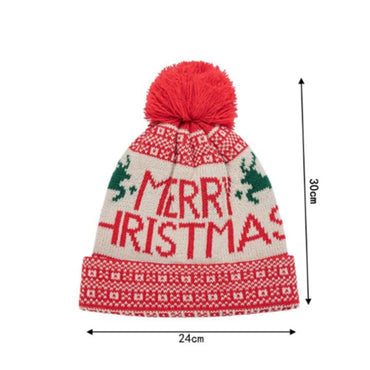 Gorro de Invierno con Copos de Nieve y Pompón - Beanie de Lana Tejida para Pareja
