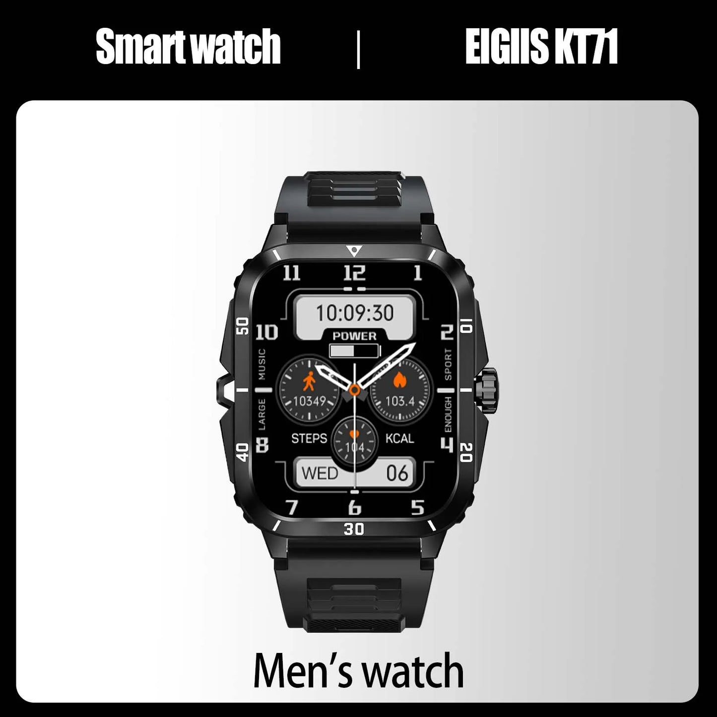 SmartWatch EIGIIS KT71 Militar - Resistente 3ATM con 100+ Modos Deportivos y Llamadas Bluetooth