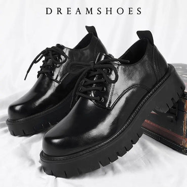 Men's Genuine Leather Platform Derby Shoes - Waterproof Casual Loafers