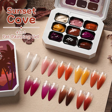 9-Color Gradient Gel Nail Art Set – 4-in-1 UV/LED Gel | Stamping, Painting & Ombre | DIY & Pro
