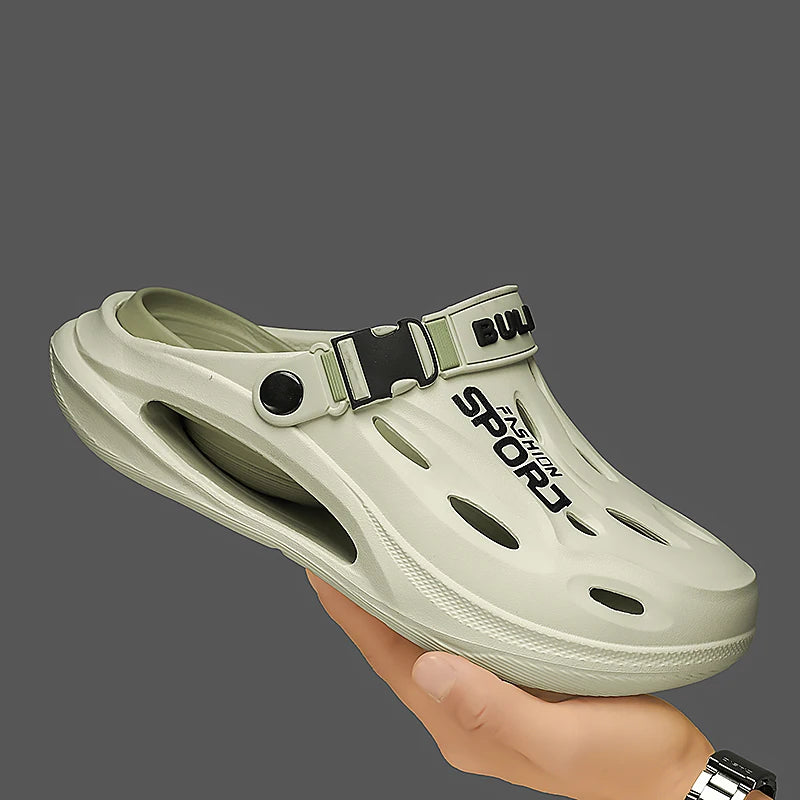 Men's Sport Clogs with Buckle Strap - Non-Slip EVA Beach & Driving Shoes