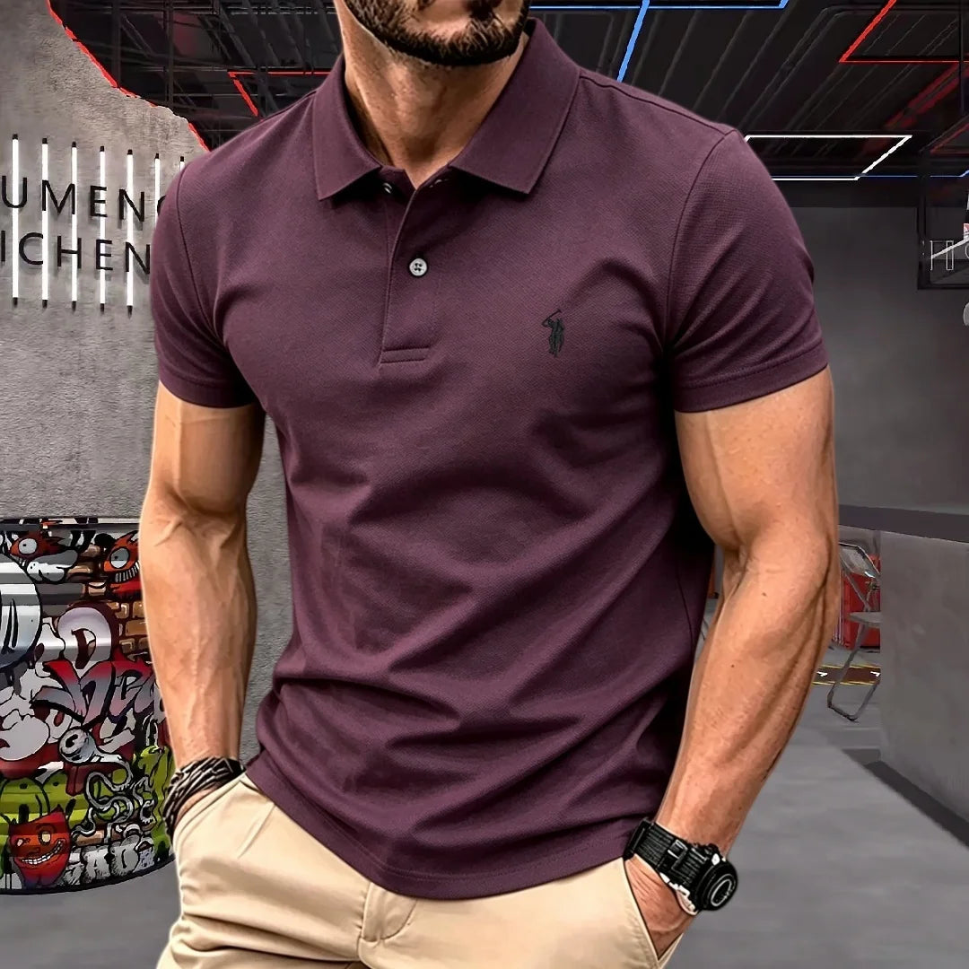 Men's Premium 100% Cotton Polo Shirt — Pony Embroidery, Anti-Wrinkle, Golf & Casual