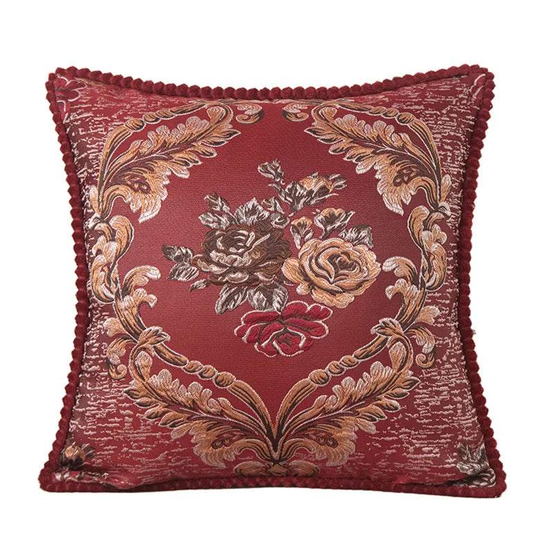 European Jacquard Floral Cushion Cover 48x48cm | Classic Sofa & Chair Pillow Case