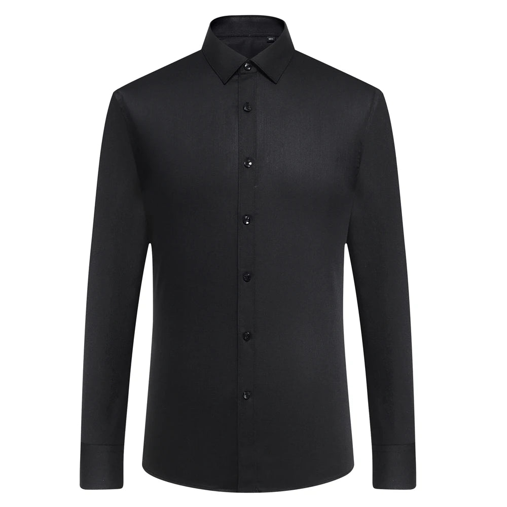 Men's Old Money Style Sleek Stretch Dress Shirt Regular Fit Solid Wrinkle-Free Long Sleeve Casual Business Button-up Shirts