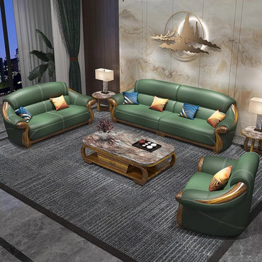 Designer Leather Recliner Corner Sofa - First Layer Cowhide L-Shape