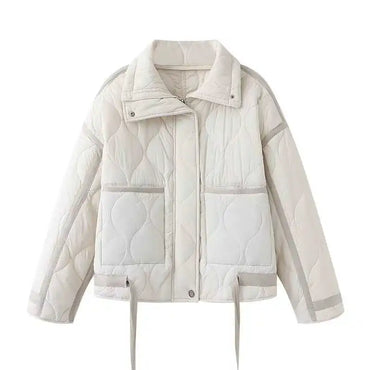 Chaqueta Casual Mujer - Algodón Color Sólido con Cierre Manga Larga