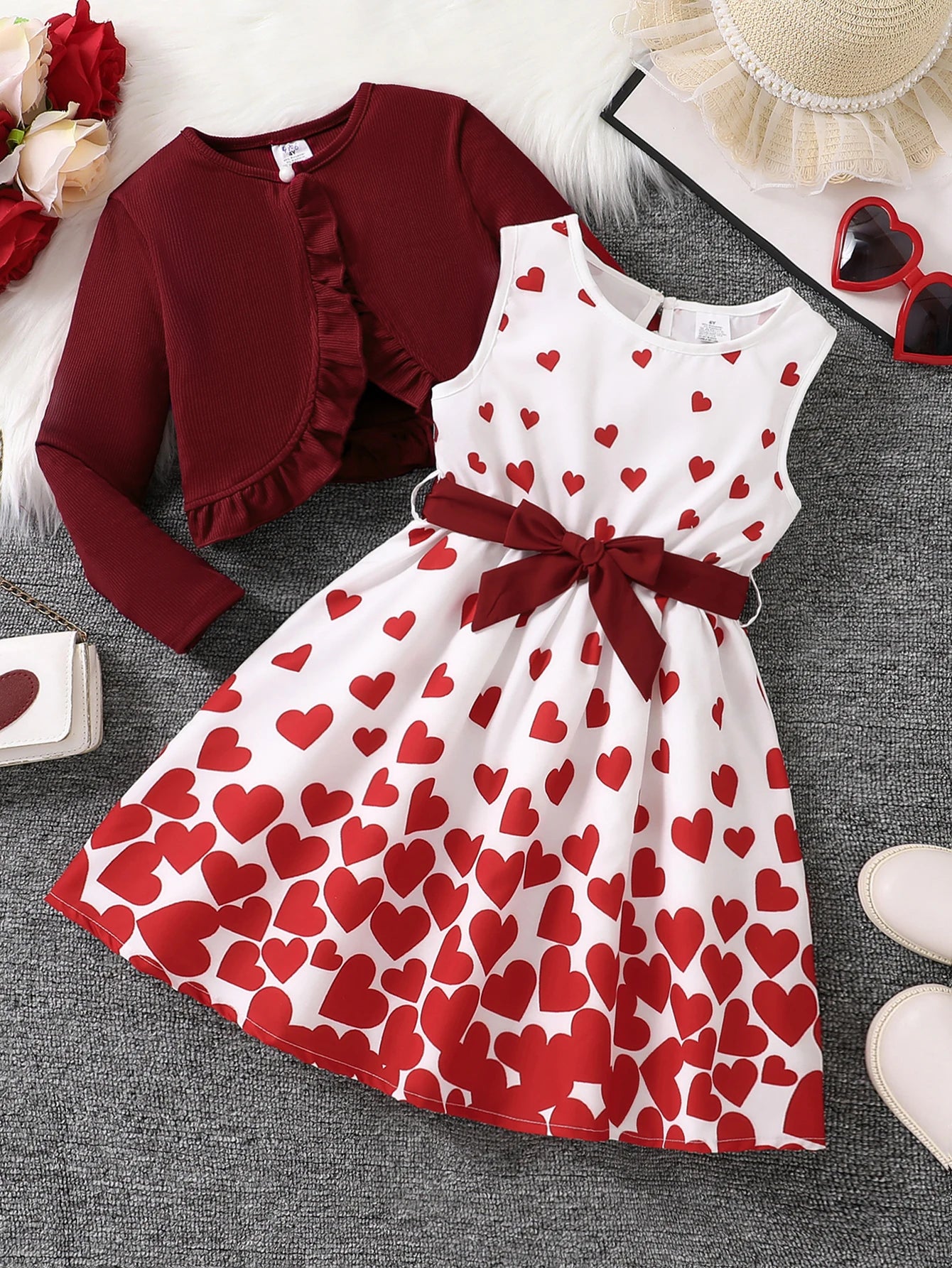 Girls Pink Floral 2-Piece Dress Set | Cute Vest & Skirt Outfit for Ages 4-8