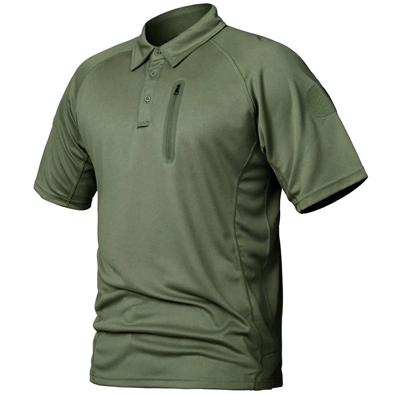 Men's Tactical Polo Shirt — Lightweight, Quick-Dry with Zip Pocket | Outdoor & Golf