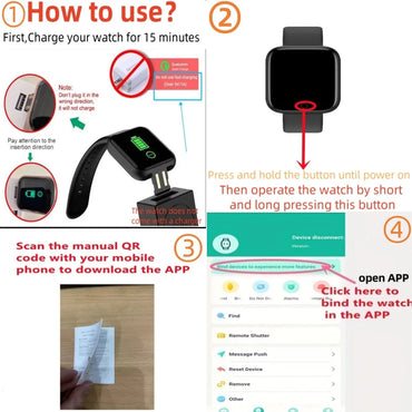 Fitness Smart Watch Bracelet with Heart Rate & Sleep Tracking