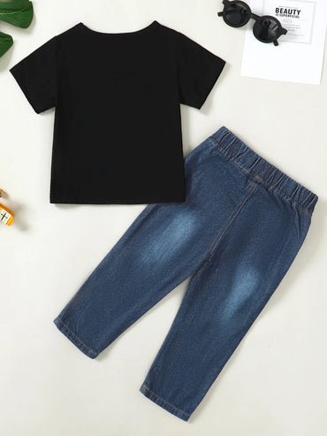 Toddler Baby Boy Clothes 1-5T Boys Summer Outfit T Shirt Short Sleeve Jeans Pants Set Outdoor casual daily suit