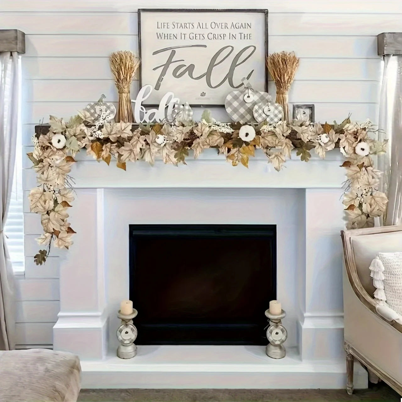 1set Autumn Maple Leaf & Pumpkin Wreath - Perfect for Christmas, and Fall Decor, Festive Wall Hanging