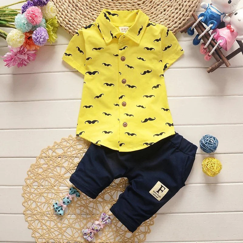 Boys Summer Outfit Set - Cotton Shirt & Shorts 2-Piece