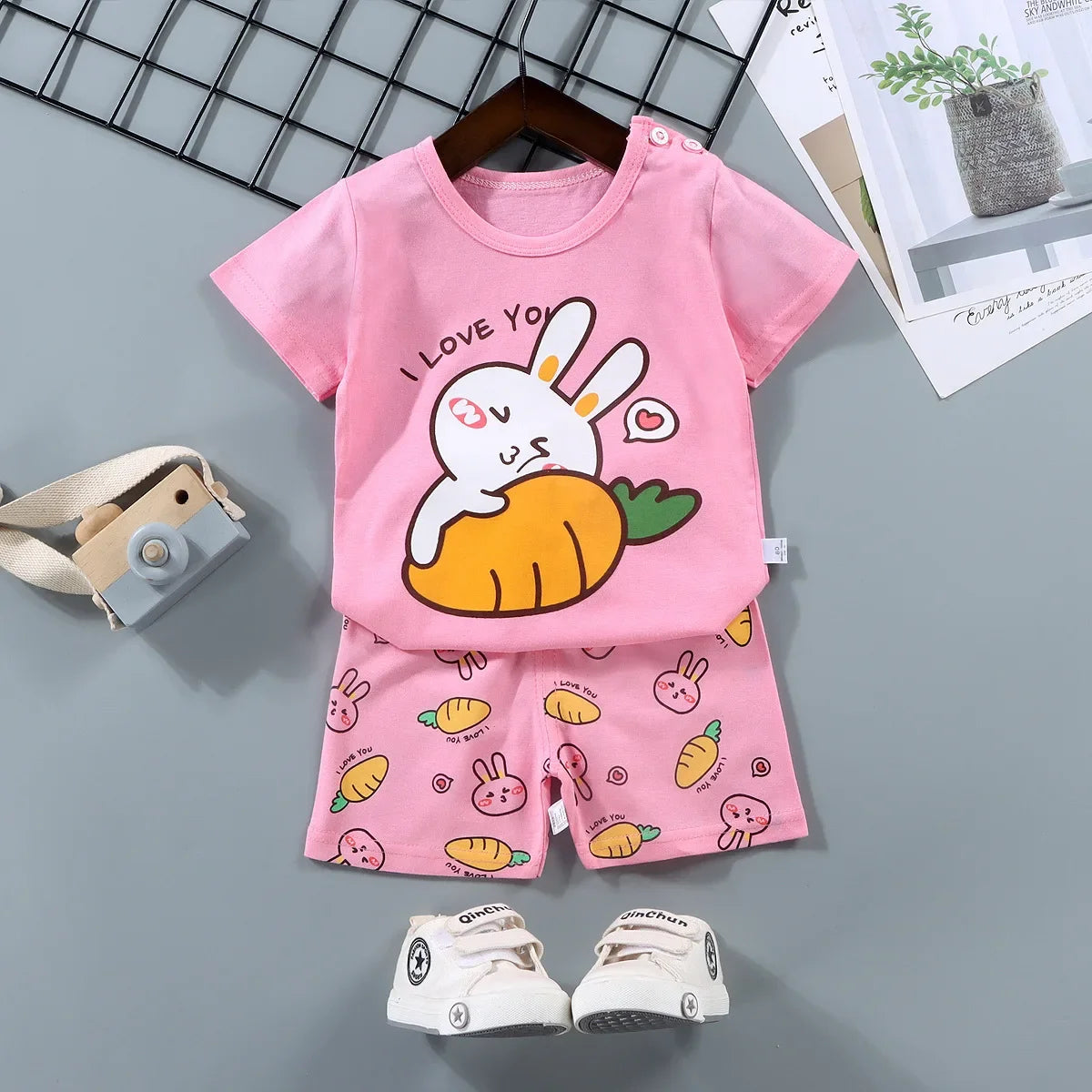 Kids Cotton T-Shirt and Shorts Set – Animal Print