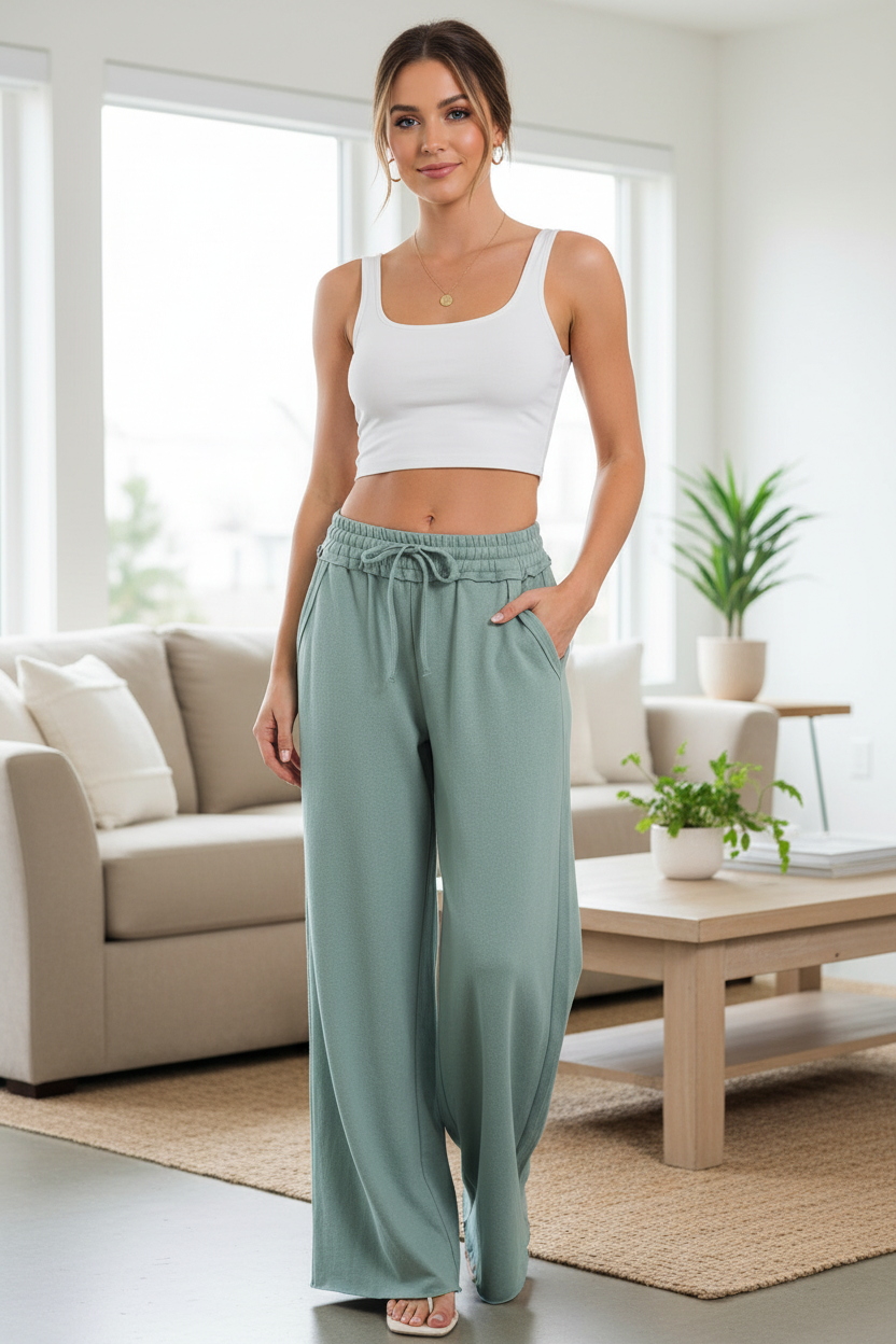 Zenana Wide Leg Sweatpants - Lifestyle con modelo
