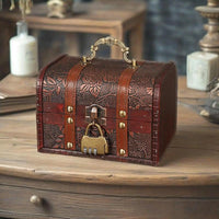 Treasure Chest Wooden Box Retro Unique Decor Lockable Antique Treasure Box for Wedding Halloween Thanksgiving Christmas Birthday