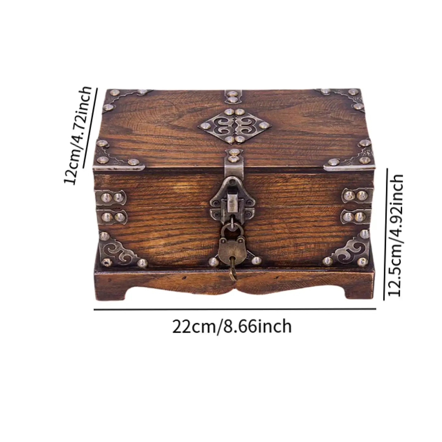 Treasure Chest Wooden Box Retro Unique Decor Lockable Antique Treasure Box for Wedding Halloween Thanksgiving Christmas Birthday