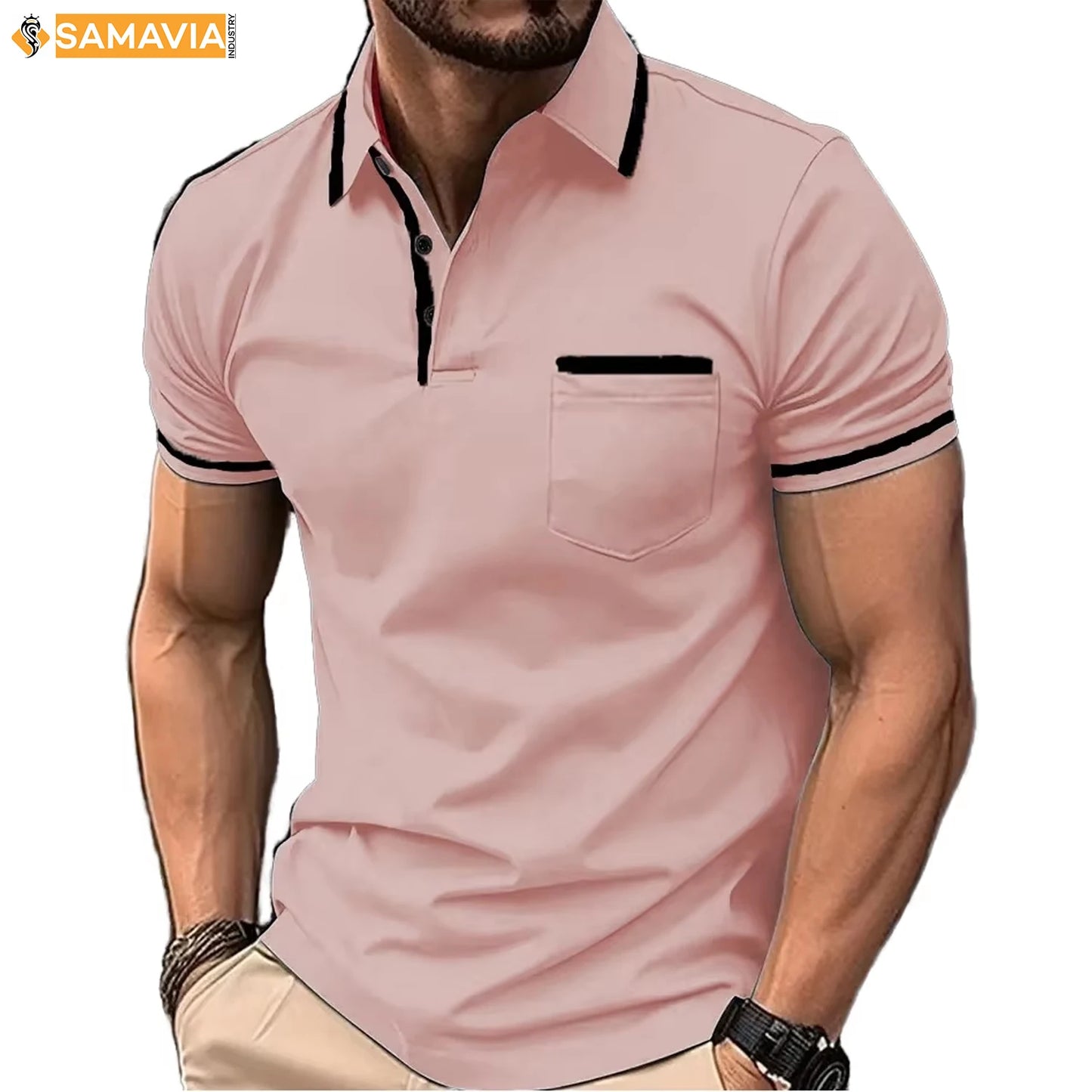 Men's UPF 50+ Short Sleeve Polo Shirt — Breathable, Wrinkle-Resistant