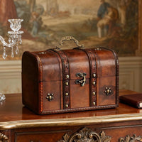 Treasure Chest Wooden Box Retro Unique Decor Lockable Antique Treasure Box for Wedding Halloween Thanksgiving Christmas Birthday