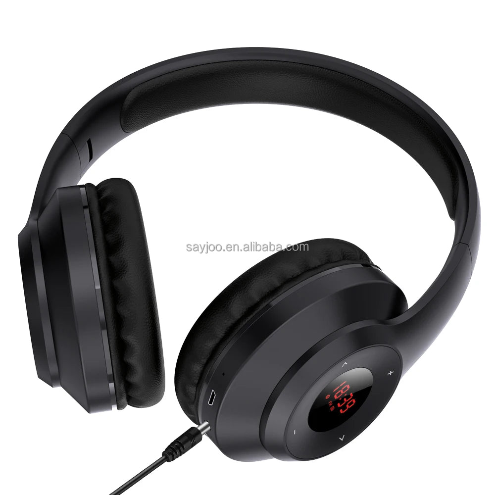 X5 Wireless FM/AM Radio Headphones – Over-Ear Headset with LCD Display & 650mAh Battery