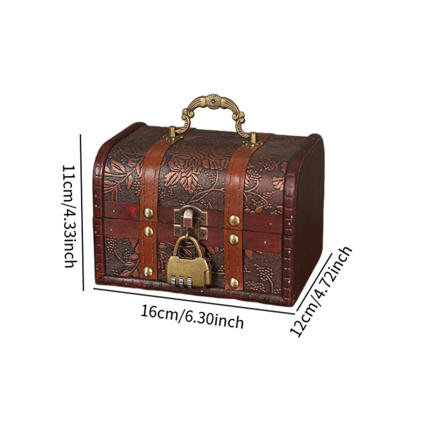 Treasure Chest Wooden Box Retro Unique Decor Lockable Antique Treasure Box for Wedding Halloween Thanksgiving Christmas Birthday