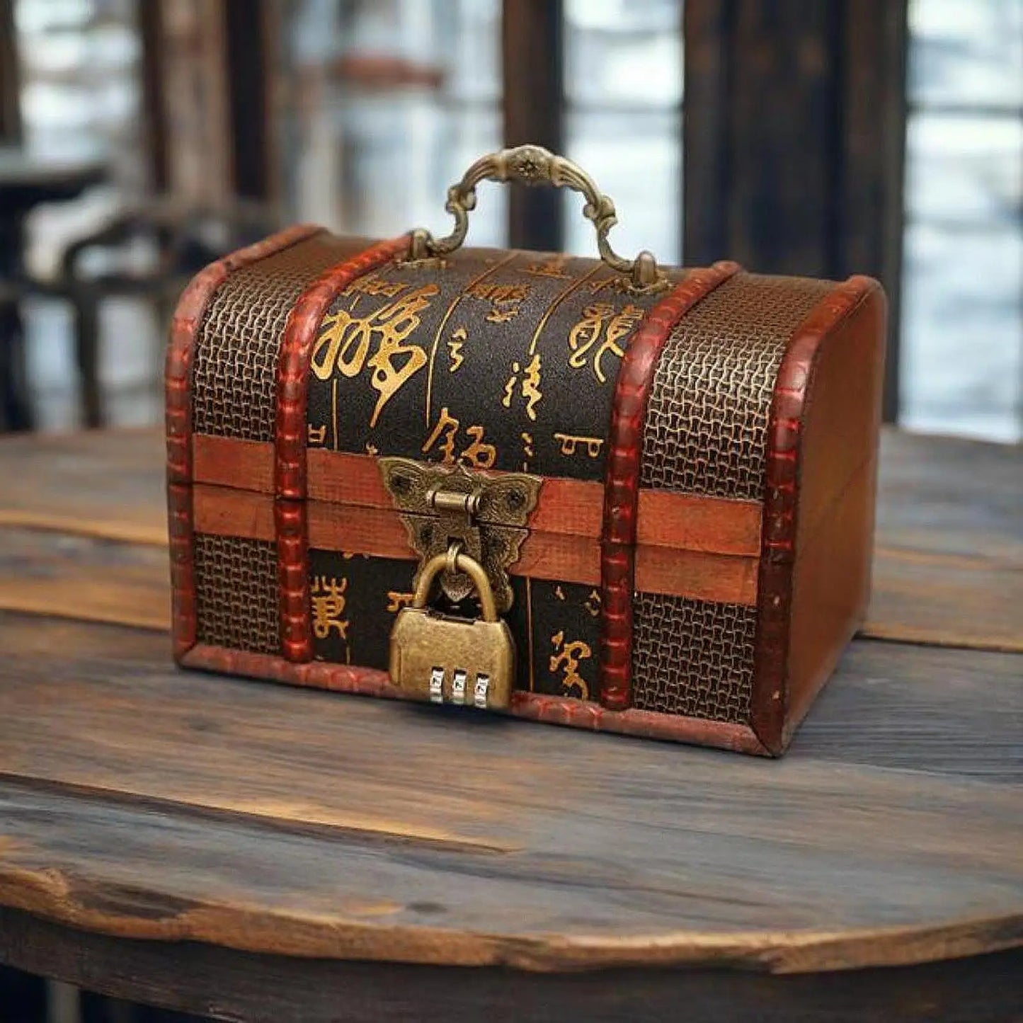 Treasure Chest Wooden Box Retro Unique Decor Lockable Antique Treasure Box for Wedding Halloween Thanksgiving Christmas Birthday