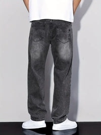 Men's Classic Straight Leg Jeans - 65% Cotton 35% Polyester Blend, 380gsm Heavyweight, Machine Washable, Regular Fit, All-Season