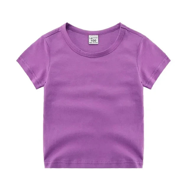 Kids Unisex 100% Cotton Short Sleeve T-Shirt | Solid Colors | Ages 2–12