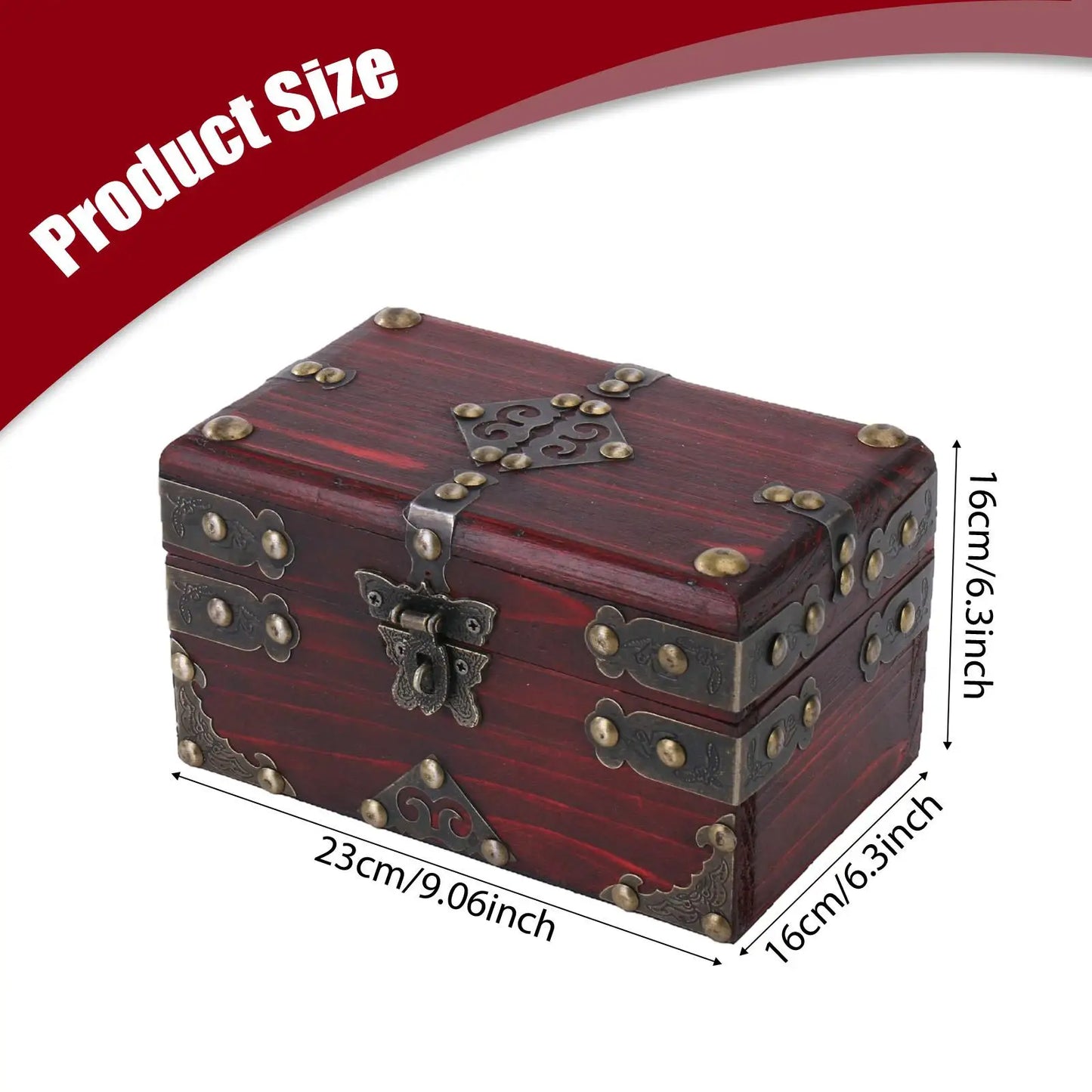 Treasure Chest Wooden Box Retro Unique Decor Lockable Antique Treasure Box for Wedding Halloween Thanksgiving Christmas Birthday