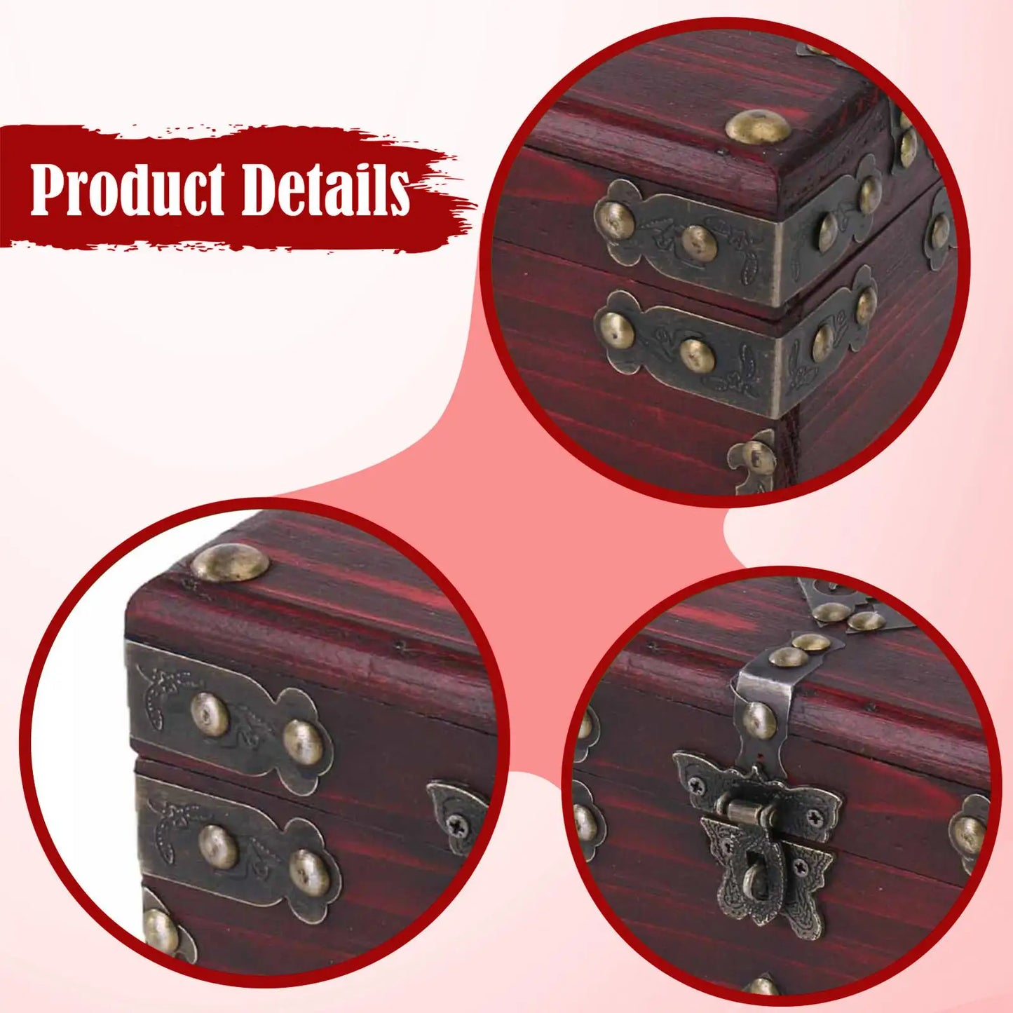 Treasure Chest Wooden Box Retro Unique Decor Lockable Antique Treasure Box for Wedding Halloween Thanksgiving Christmas Birthday